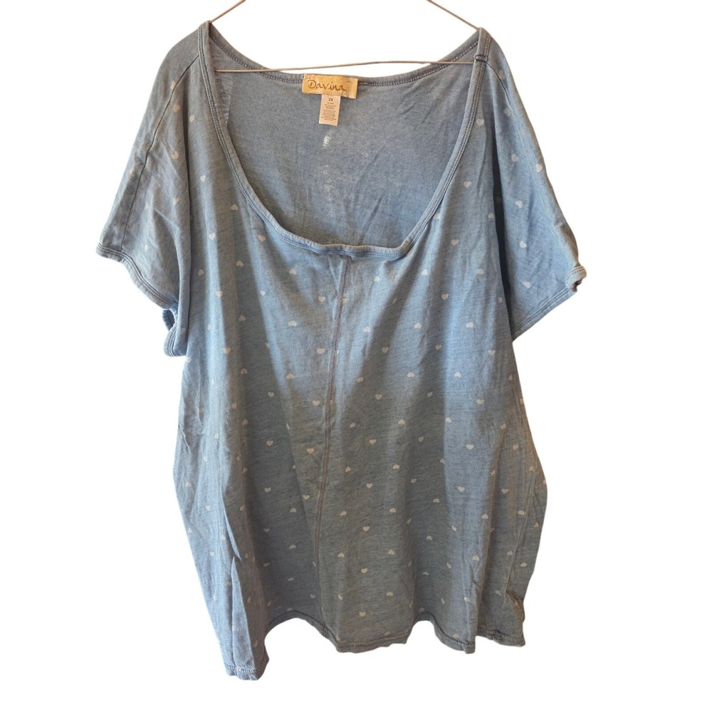 Davina Heart Love T Shirt 2x Womens Plus Size Boat Neck Valentines Day Cap Sleev